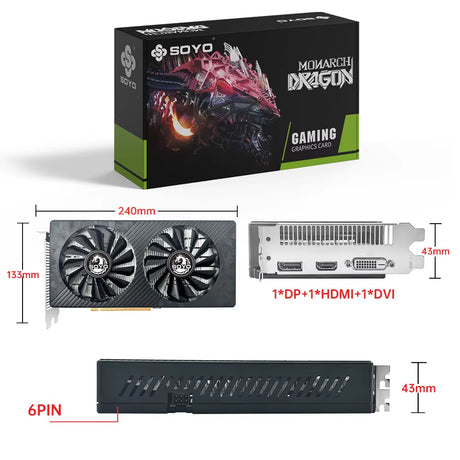 AMD RX 590 8GB Placa De Video Gaming Graphics Card GDDR5 256Bit PCI Express 3.0 ×16 6Pin Radeon GPU Rx590 Series