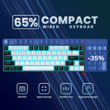 Hot Sale  V800 68 Key Wired Keyboard Hot Swappable Switch Ergonomic Ice Blue Backlight Durability Gaming Mechanical Keyboard