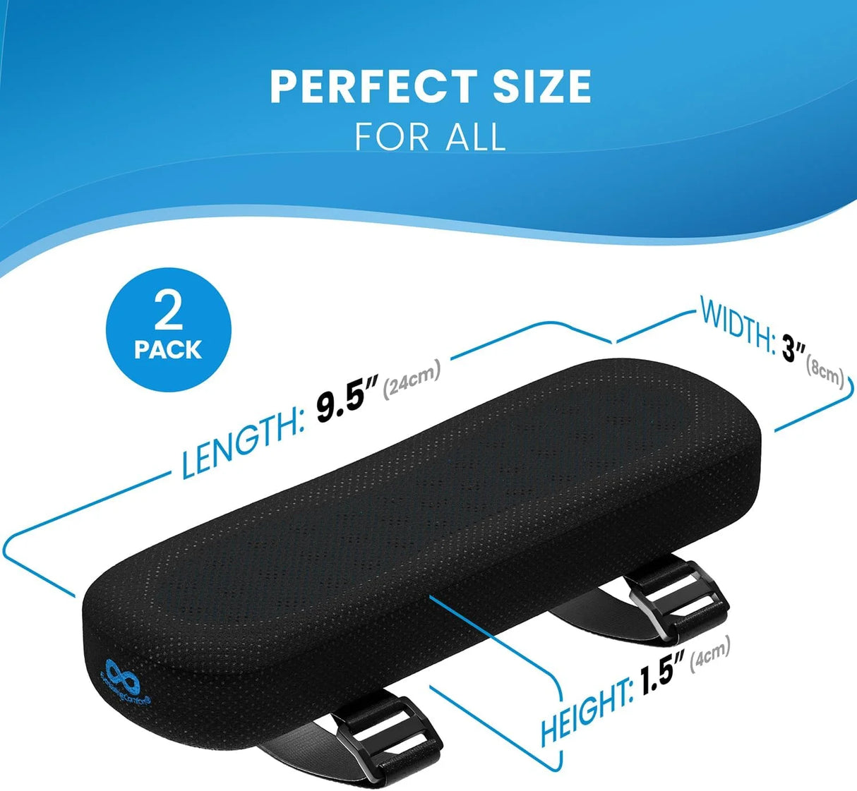 Armrest Chair Arm Covers Ergonomic Memory Foam Arm Rest Pads, Black, 2 Pack