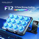 Laptop Cooling Pad with 12 Quiet Fans,12-17.3 Inch Gaming Laptop Cooler Stand with Two USB Ports & Phone Holder