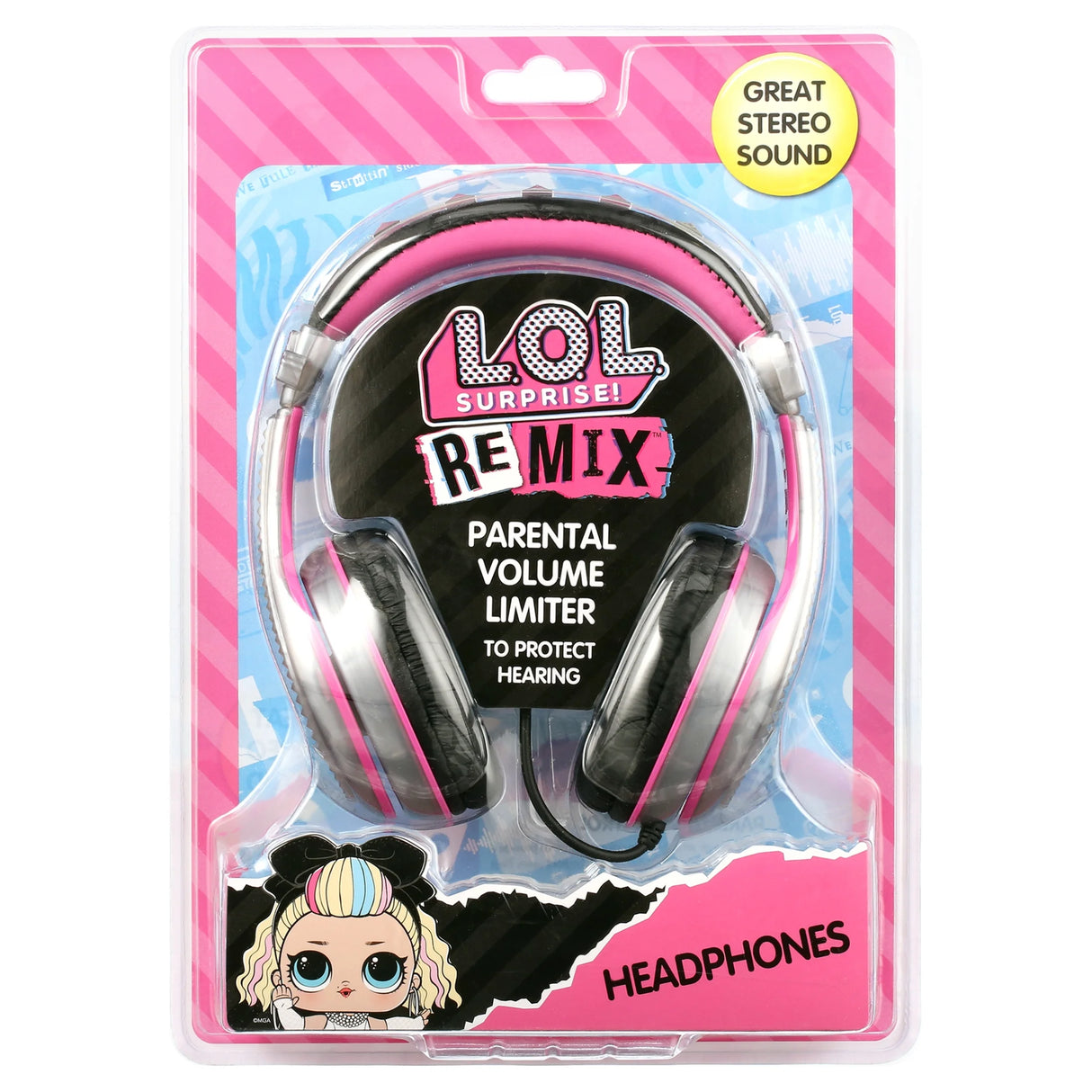 Ekids LOL Surprise Wired Headphones for Kids, Tangle Free Stereo Headphones with Parental Volume Control