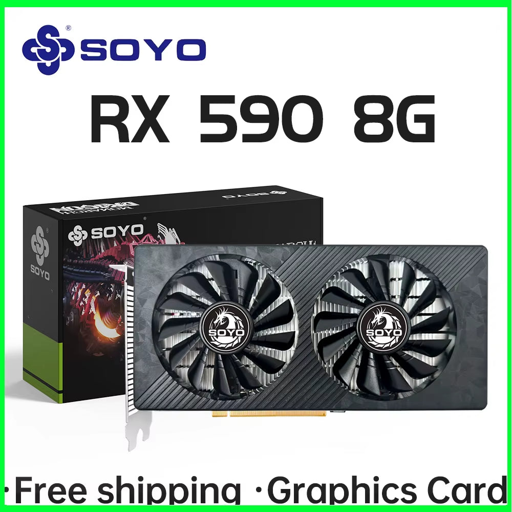 AMD RX 590 8GB Placa De Video Gaming Graphics Card GDDR5 256Bit PCI Express 3.0 ×16 6Pin Radeon GPU Rx590 Series