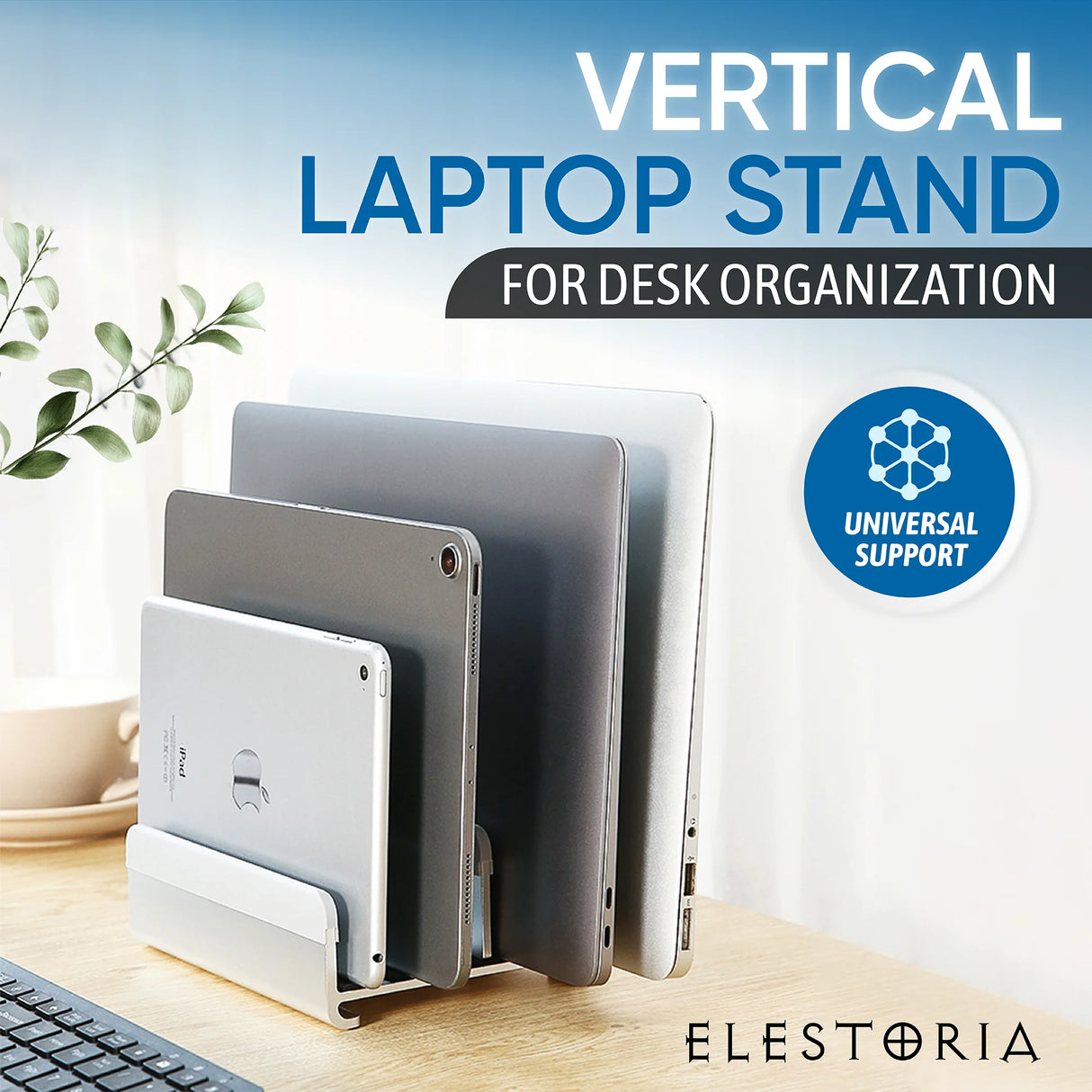 Vertical Laptop Stand Office Desk Accessories Laptop Organizer, Silver