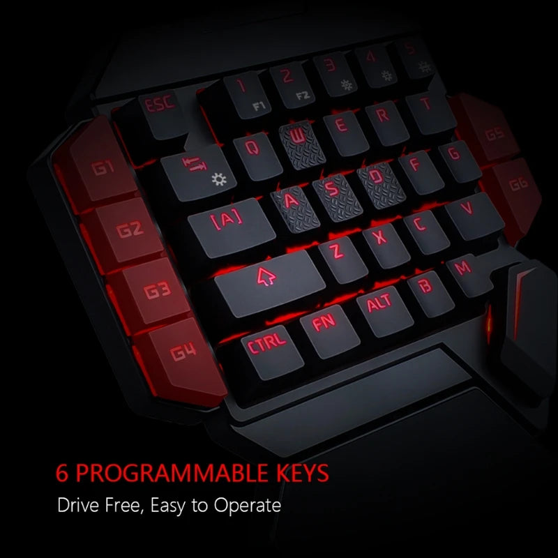 USB Keyboard One-Handed Wired 35 Keys Luminous Gaming Keyboards for Tablet Colorful Ergonomics Gamer Keypad Hand Rest