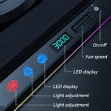 Gaming Laptop Cooling Pad with Powerful Turbofan, Laptop Fan Cooling Pad for Laptop 15-21 Inches, RGB Laptop Cooler Stand with 8 Height Adjustable, Infinitely Variable Speed, LCD Screen