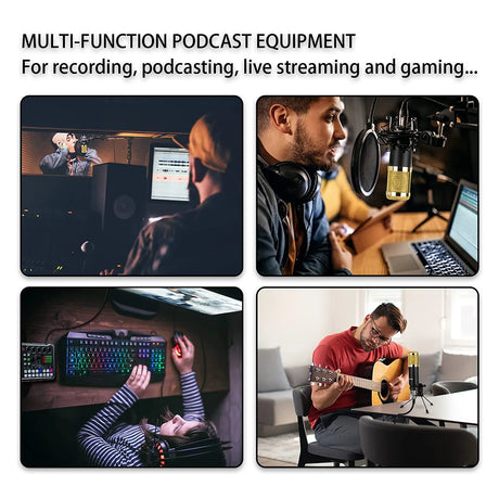 Microphone for Podcast Equipment Bundle, USB Microphone, Microphone for Computer, Perfect for Live Streaming, Gold