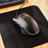 Wired USB Gaming Mouse with Adjustable DPI, Backlit, 7 Buttons Black