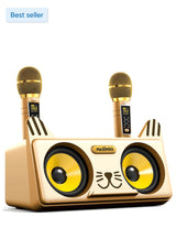 Portable Kitty Cat Karaoke Machine for Kids, Children, & Toddlers W/Bluetooth Speakers, 2 Wireless Microphones, PA System & Karaoke Song Mode! Best Birthday Gift for Boys & Girls - Spinto G3