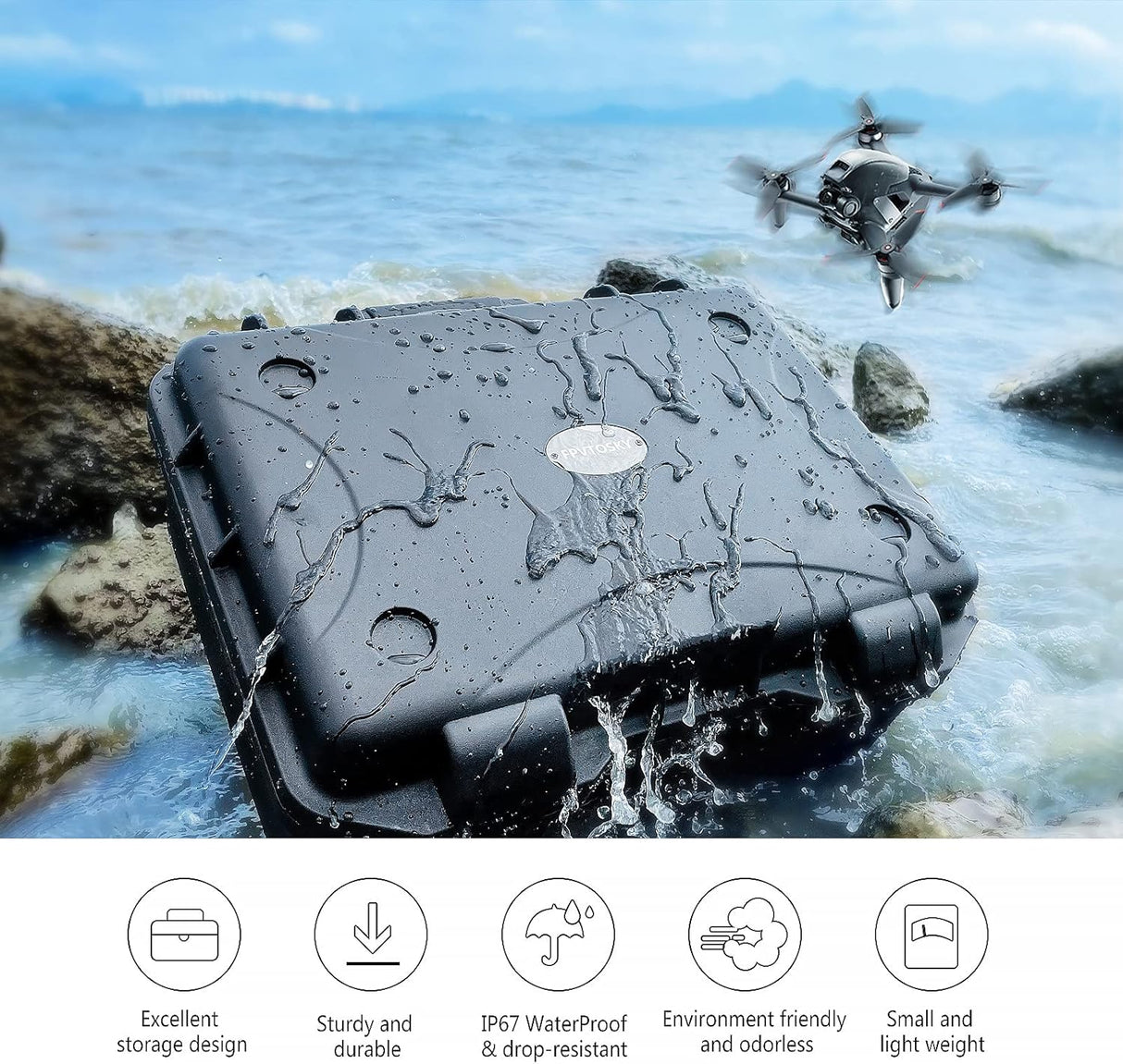 Waterproof DJI FPV Drone Case, DJI FPV Hard Case Compact Carrying Case, FPV Drone Kit, DJI FPV Accessories[Case ONLY]