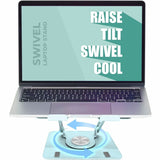 Swivel Laptop Stand for Desk – Adjustable Laptop Stand for Desk 360 Rotation – Raise, Tilt, Rotate, Cool Laptops with This Ergonomic Laptop Riser for Desk Ipad Stand Laptop Cooling Pad (Ocean Blue)