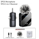 3 In1Microphone for Ios/Android Wireless Lavalier Microphone, Video Recording Noise Reduction, Live Streaming Clip-On Microphone