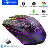 RGB Bluetooth 5.2 Mouse 2.4G Wireless Mouse 6 Buttons Dual-Mode Gaming Mouse Rechargeable Silent Mouse for Macbook Tablet Laptop
