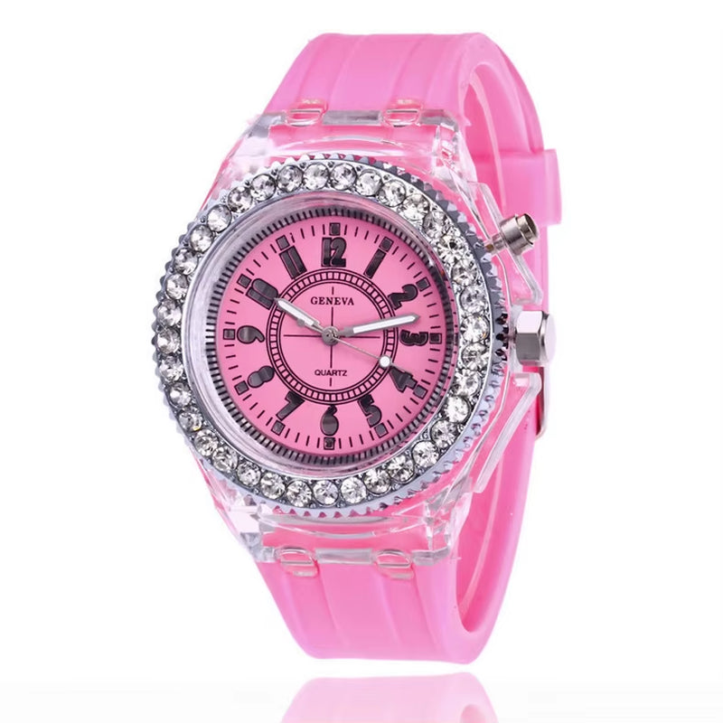 UTHAI L34 New Women'S Watch Glow Rhinestone LED Harajuku Korean Fashion Trend Male and Female Student Couple Quartz Wristwatches
