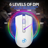 T69 2.4G Wireless Mechanical Mouse RGB Gaming Mouse Ergonomic 7 Programmable Buttons 4800DPI Mouse for Office Gamer