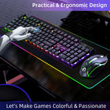 Wired Gaming Keyboard & Mouse Combo, RGB Backlit Mechanical Feel Gaming Keyboard