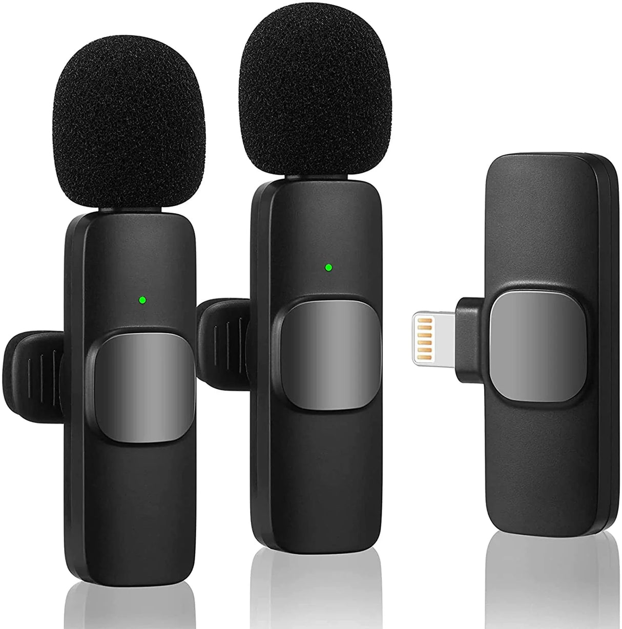 Auto Connection Mini Clip on Lapel Lavalier Tiny Rechargeable Wireless Microphone, Black