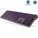 Backlit Bluetooth Keyboard for Win & Mac, Multi-Device Slim Rechargeable Wireless Keyboard for Laptop Computer